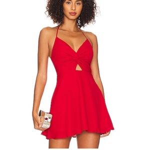 Chic Red Halter Mini Dress